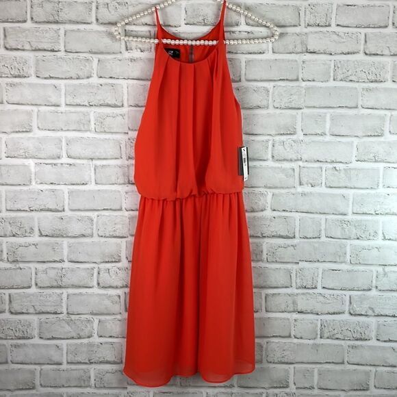 iz byer Juniors Small Tangerine Sheer Spaghetti Strap Halter Skater Mini… - Picture 9 of 9